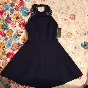 Navy skater halter top dress